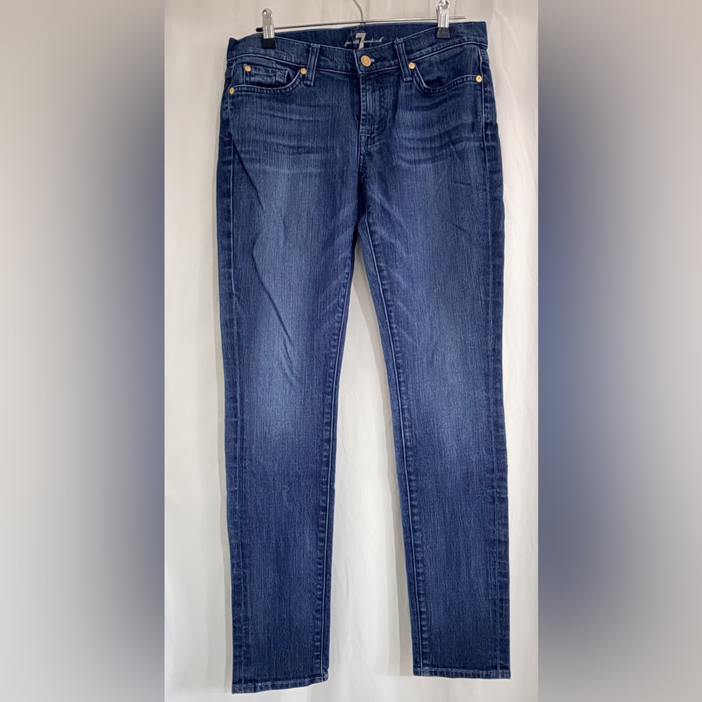 7 For All Mankind Dark Blue Straight Leg Jeans